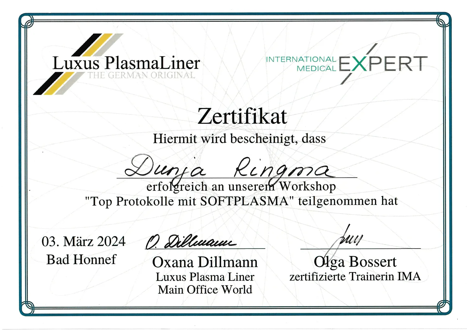 RATENZAHLER - Kosmetik & Ästhetik - Zertifikat